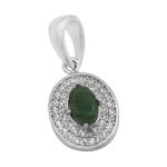 گردنبند زمرد زامبیا الماس تراش نقره زنانه طرح یاسمن