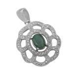 گردنبند زمرد زامبیا الماس تراش نقره زنانه طرح رویا