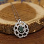 گردنبند زمرد زامبیا الماس تراش نقره زنانه طرح رویا - Image 2