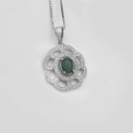 گردنبند زمرد زامبیا الماس تراش نقره زنانه طرح رویا - Image 3