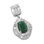 گردنبند زمرد زامبیا الماس تراش نقره زنانه طرح راضیه