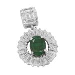 گردنبند زمرد زامبیا الماس تراش نقره زنانه طرح مرضیه