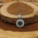 گردنبند زمرد زامبیا الماس تراش نقره زنانه طرح مرضیه - Image 2