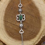 دستبند زمرد الماس تراش نقره زنانه طرح نوشین - Image 3