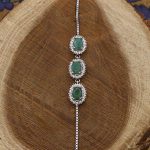 دستبند زمرد الماس تراش نقره زنانه طرح ستایش - Image 3