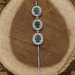 دستبند زمرد الماس تراش نقره زنانه طرح سارا - Image 2