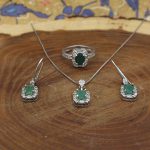 نیم ست زمرد زامبیا الماس تراش نقره زنانه طرح الفت - Image 2