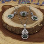 نیم ست زمرد زامبیا الماس تراش نقره زنانه طرح فریبا - Image 2