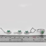 نیم ست زمرد زامبیا الماس تراش نقره زنانه طرح رباب - Image 3