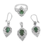 نیم ست زمرد زامبیا الماس تراش نقره زنانه طرح شیرین