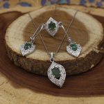 نیم ست زمرد زامبیا الماس تراش نقره زنانه طرح شیرین - Image 2