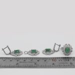 نیم ست زمرد زامبیا الماس تراش نقره زنانه طرح هانیه - Image 3