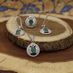 نیم ست زمرد زامبیا الماس تراش نقره زنانه طرح رزیتا - Image 2