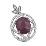 گردنبند یاقوت سرخ الماس تراش نقره زنانه طرح پرستو