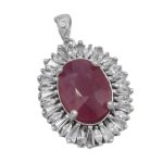 گردنبند یاقوت سرخ الماس تراش نقره زنانه طرح فائزه