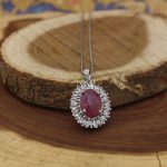 گردنبند یاقوت سرخ الماس تراش نقره زنانه طرح فائزه - Image 3