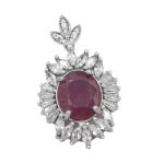 گردنبند یاقوت سرخ الماس تراش نقره زنانه طرح رکسانا