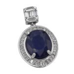 گردنبند یاقوت کبود الماس تراش نقره زنانه طرح دیانا