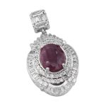 گردنبند یاقوت سرخ الماس تراش نقره زنانه طرح طهورا