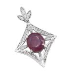 گردنبند یاقوت سرخ الماس تراش نقره زنانه طرح آیلار