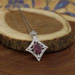 گردنبند یاقوت سرخ الماس تراش نقره زنانه طرح آیلار - Image 2