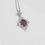 گردنبند یاقوت سرخ الماس تراش نقره زنانه طرح آیلار - Image 3