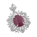 گردنبند یاقوت سرخ الماس تراش نقره زنانه طرح مرجان