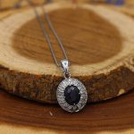 گردنبند یاقوت کبود الماس تراش نقره زنانه طرح صوفیا - Image 3