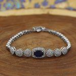 دستبند یاقوت کبود الماس تراش نقره زنانه طرح روحینا - Image 3