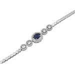 دستبند یاقوت کبود الماس تراش نقره زنانه طرح زرین