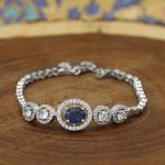 دستبند یاقوت کبود الماس تراش نقره زنانه طرح زرین - Image 2