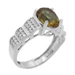 انگشتر الکساندریت الماس تراش نقره زنانه طرح سپیده