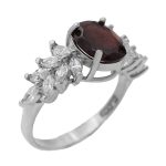 انگشتر گارنت الماس تراش نقره زنانه طرح پرستو