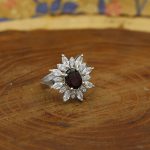 انگشتر گارنت الماس تراش نقره زنانه طرح کوثر - Image 3