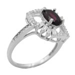 انگشتر گارنت الماس تراش نقره زنانه طرح نفیسه