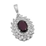 گردنبند گارنت الماس تراش نقره زنانه طرح مرسانا