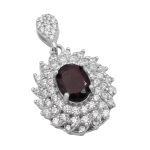 گردنبند گارنت الماس تراش نقره زنانه طرح روح انگیز