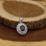 گردنبند گارنت الماس تراش نقره زنانه طرح روح انگیز - Image 3