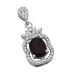 گردنبند گارنت الماس تراش نقره زنانه طرح مدینه