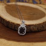 گردنبند گارنت الماس تراش نقره زنانه طرح مدینه - Image 2