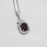 گردنبند گارنت الماس تراش نقره زنانه طرح مدینه - Image 3