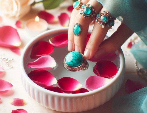 گذاشتن انگشتر فیروزه در گلاب