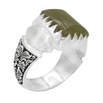 انگشتر یشم یمنی نقره دست ساز فاخر مردانه طرح اویس