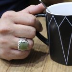 انگشتر یشم یمنی نقره دست ساز فاخر مردانه طرح اویس - Image 5