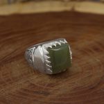 انگشتر یشم یمنی نقره دست ساز فاخر مردانه طرح اویس - Image 3