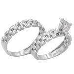 حلقه و پشت حلقه نقره زنانه طرح ساره