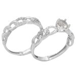 حلقه و پشت حلقه نقره زنانه طرح آیه