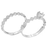 حلقه و پشت حلقه نقره زنانه طرح نیلی