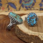 انگشتر ست فیروزه نیشابوری نقره مردانه و زنانه طرح آرامش+ حکاکی آیه فرزندآوری - Image 2