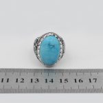 انگشتر فیروزه نیشابوری دست ساز نقره مردانه طرح قلم زنی فاخر هادی - Image 5